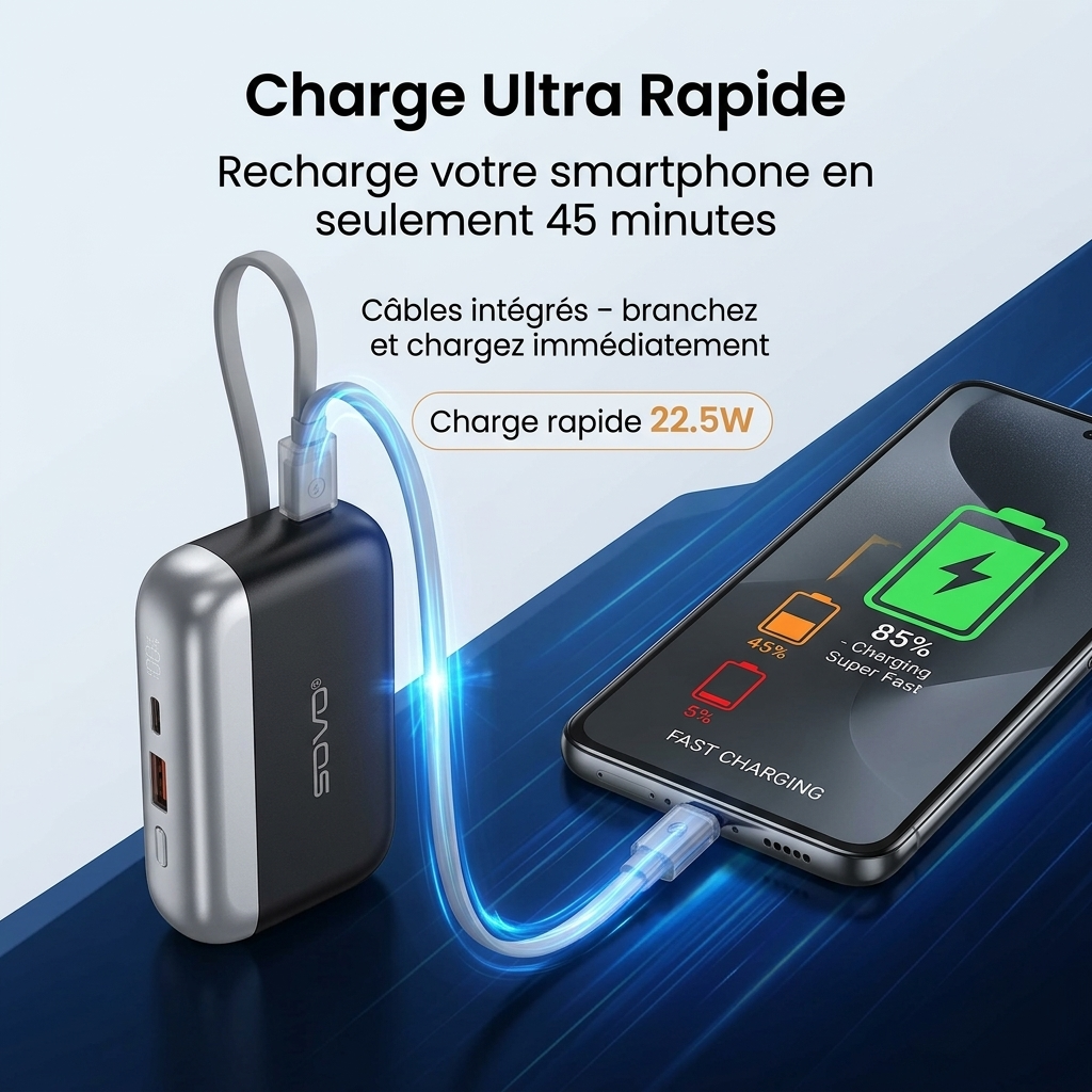 Powerbank sovo Ultra Rapide + Ăcouteur Sans Fil Offert