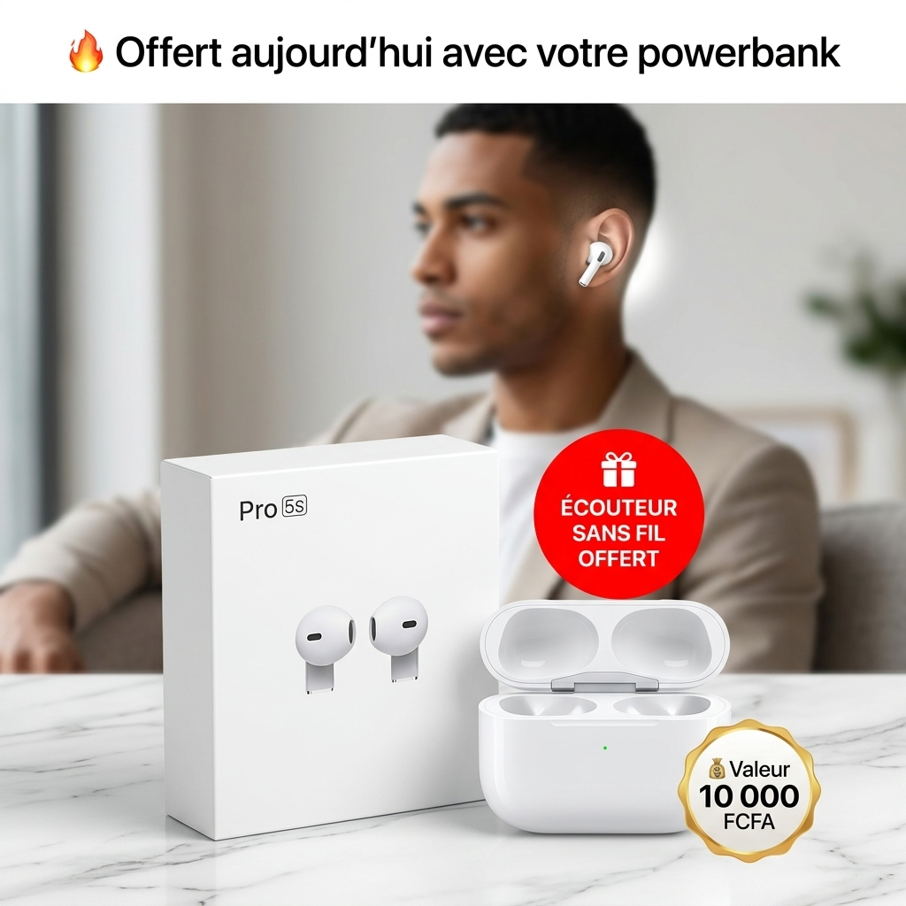 Powerbank sovo Ultra Rapide + Écouteur Sans Fil Offert
