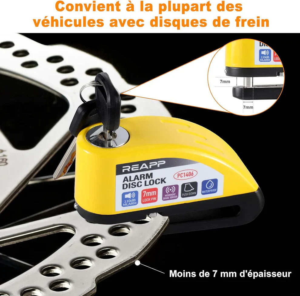 Antivol de Disque Alarme Étanche pour Moto et Vélo - Sécurité Max