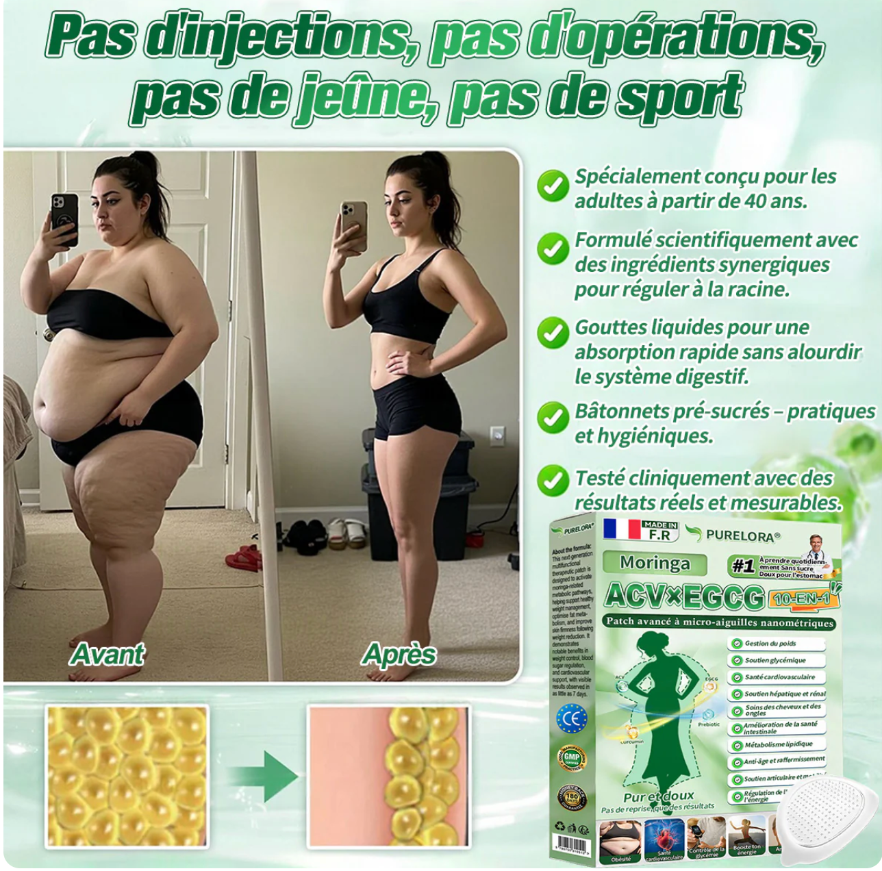 Berberine × NAD+ 10-en-1 Nano Microneedle Avancé Patch • (Une seule fois par jour) V Pour l'obésité, peau relâchée, diabète, apnée du sommeil, problèmes articulaires, et bien plus