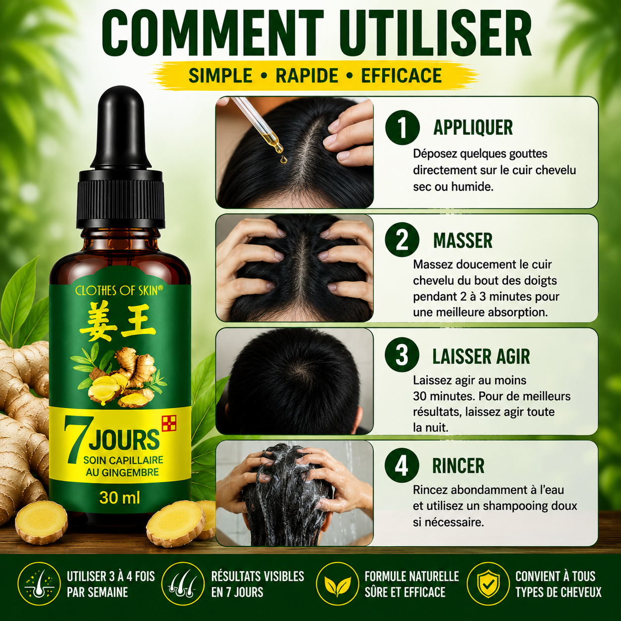 Sérum de croissance des cheveux 7 jours