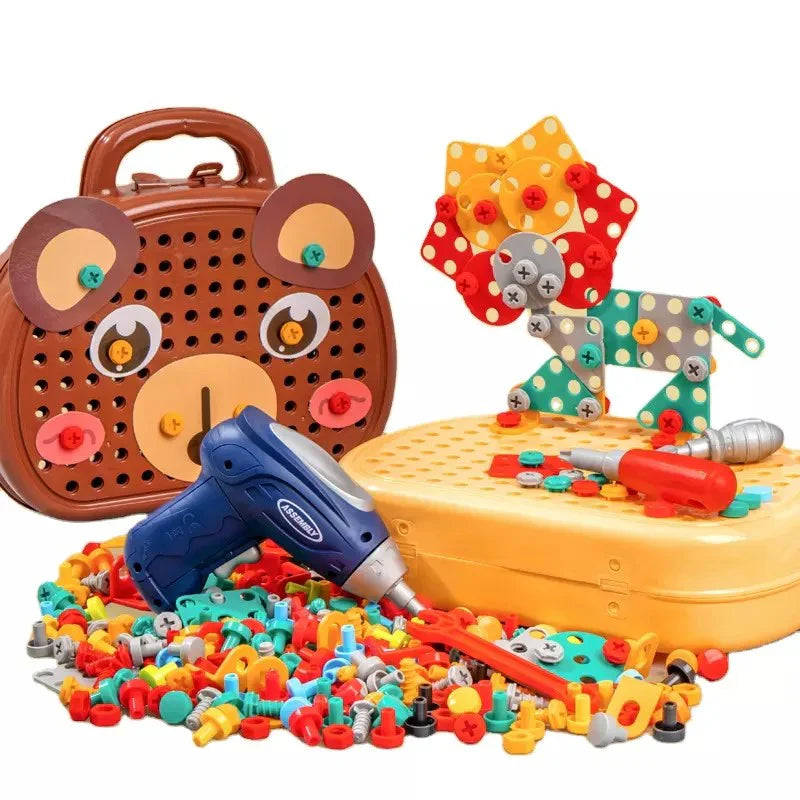 Boîte à Outils Montessori – Jeu de Construction Éducatif avec Perceuse