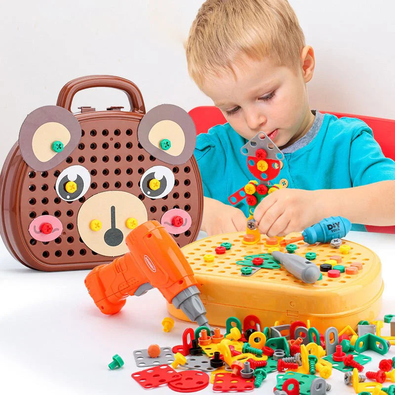 Boîte à Outils Montessori – Jeu de Construction Éducatif avec Perceuse