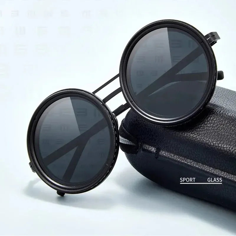 Lunettes De Soleil Rondes Polarisées À Teinte Réglable